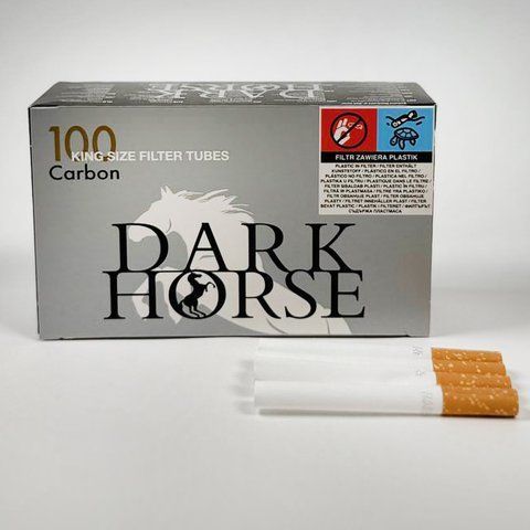 Сигаретні гільзи Dark Horse Carbon з вугільним фільтром 100 штук 00008 фото