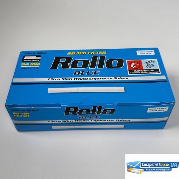 Сигаретні гільзи Rollo Blue 200 штук 20 мм фильтр 00017 фото